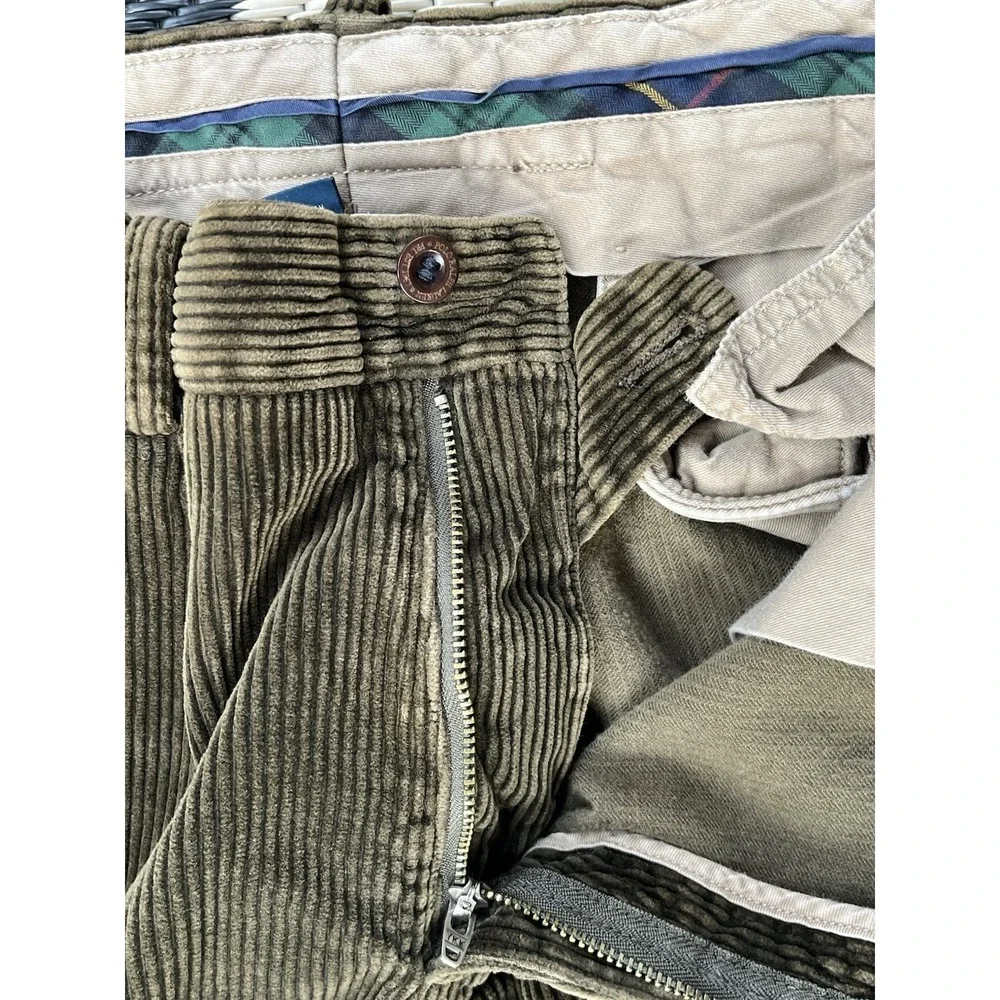 Polo Ralph Lauren 36X30 Olive Green Wide Wale‎ Corduroy Preston Mens Dress Pants